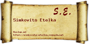 Simkovits Etelka névjegykártya